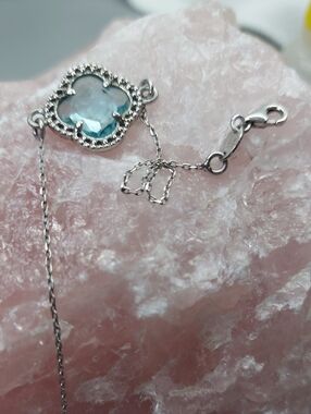 Dyadema Sterling Silver Bracelet with Aquamarine Clover Gemstone